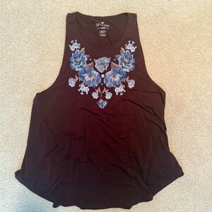 American Eagle Outfitters Maroon Floral Tank Size L